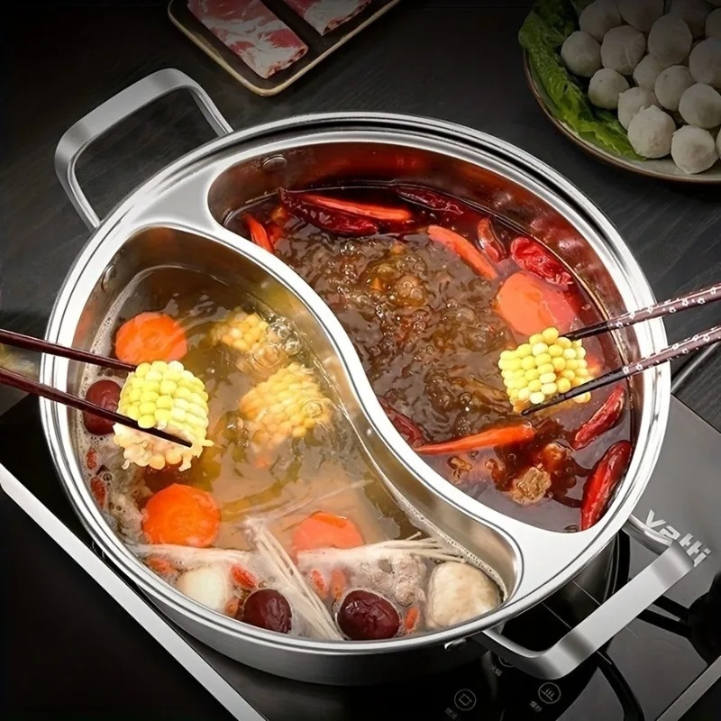 Home Cooking Chinese - Panela de Sopa Dupla em Aço