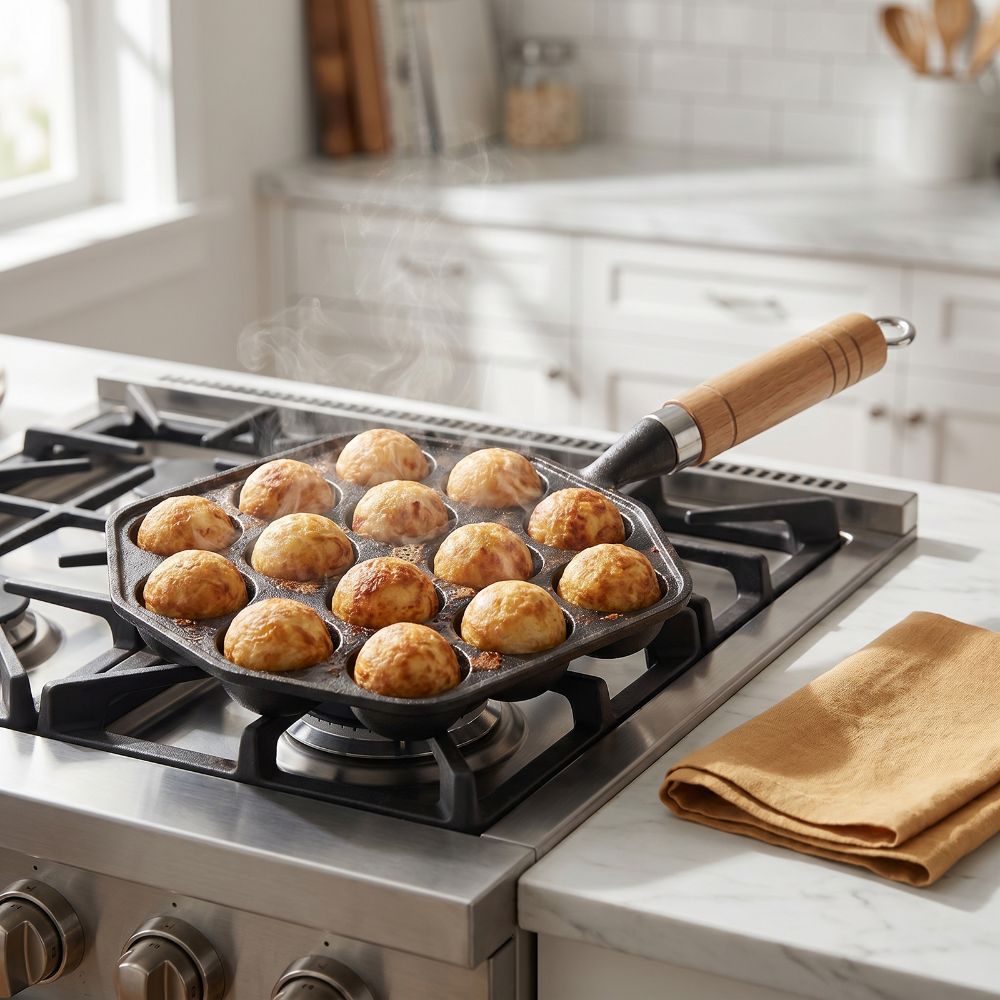 Takoyaki Pan Cast - Forma de Takoyaki em Ferro Fundido