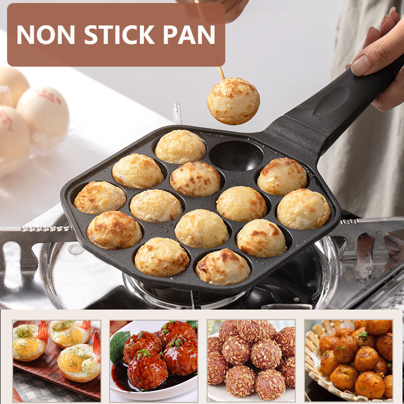 Takoyaki Pan Cast - Household Non-Stick Takoyaki Pan com Cabo